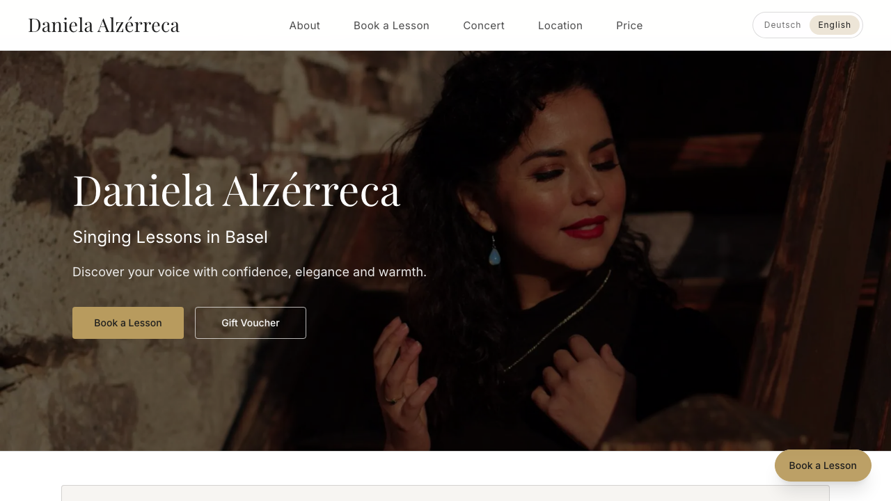 Homepage screenshot of danielaalzerreca.com